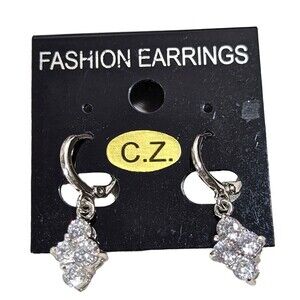 Dangle Drop Cubic Zirconia CZ Earrings Silver Tone Fashion Jewelry Gift NEW